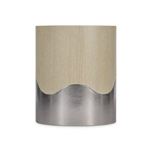 Bernhardt Bernhardt Solaria Accent Table With Wave Aluminum Base, Quartered Oak Dune Finish, Rustic Modern Chic 310113