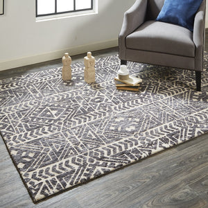 Feizy Rugs Colton Modern Southwestern Geometric Rug - Stain Resistant, Soft & Durable For High Traffic Areas Gray,Black,Ivory Polyester 8748627fslt000c50