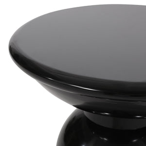 English Elm Serenita Outdoor Powder Coated Iron Pedestal Side Tables Sculptural Flared Set of Two Black 73614.00BLK