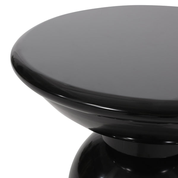 English Elm Serenita Outdoor Powder Coated Iron Pedestal Side Tables Sculptural Flared Set of Two Black 73614.00BLK