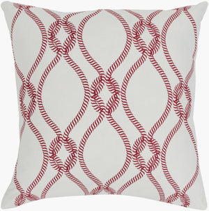 Surya Haylard 18"X18" Nautical Coastal Accent Pillow - Soft Cotton, Ocean-inspired Design, Easy Care! Red Cotton,Cotton Hyd001-2222p
