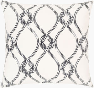 Surya Haylard 18"X18" Nautical Coastal Accent Pillow - Soft Cotton, Ocean-inspired Design, Easy Care! Black Cotton,Cotton Hyd003-1818