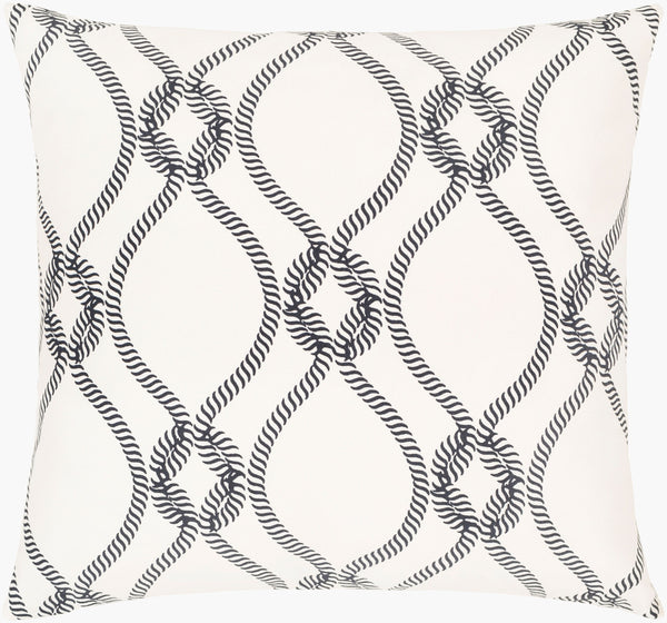 Surya Haylard 18"X18" Nautical Coastal Accent Pillow - Soft Cotton, Ocean-inspired Design, Easy Care! Black Cotton,Cotton Hyd003-1818