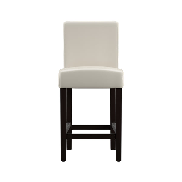 Homelegance By Top-Line Leander Faux Leather Counter Height Stools (Set of 2) White Rubberwood