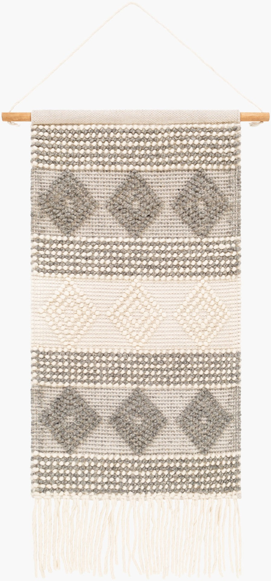 Livabliss Hygge Hand-woven Cotton Wool Textile Art Wall Hanging Bohemian Living Room Accent HYG1000-2244