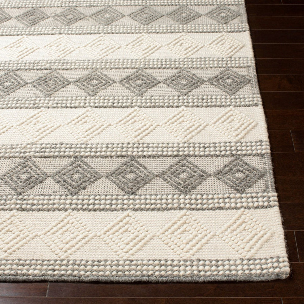 Livabliss Hygge Handwoven Wool Blend Accent Rug with High Low Texture for Cottage Farmhouse Decor Charcoal, White 2'6" x 8' HYG2300-268