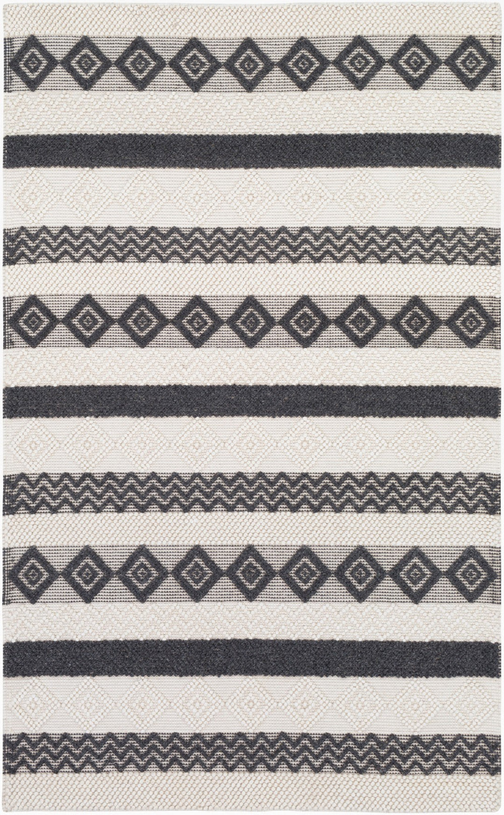 Surya Hygge 2' X 3' Hand-woven Rug - Cozy Cottage Style, Durable Polyester & Wool, Elegant Home Accent Black Wool,Polyester Hyg2301-35