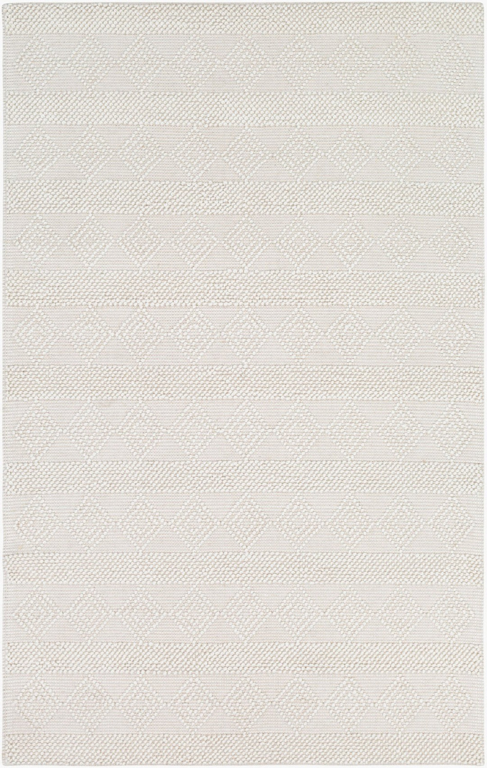 Livabliss Hygge Handwoven Wool Blend Area Rug with High Low Pile for Cottage Bedroom Entryway White 9' x 12' HYG2302-912