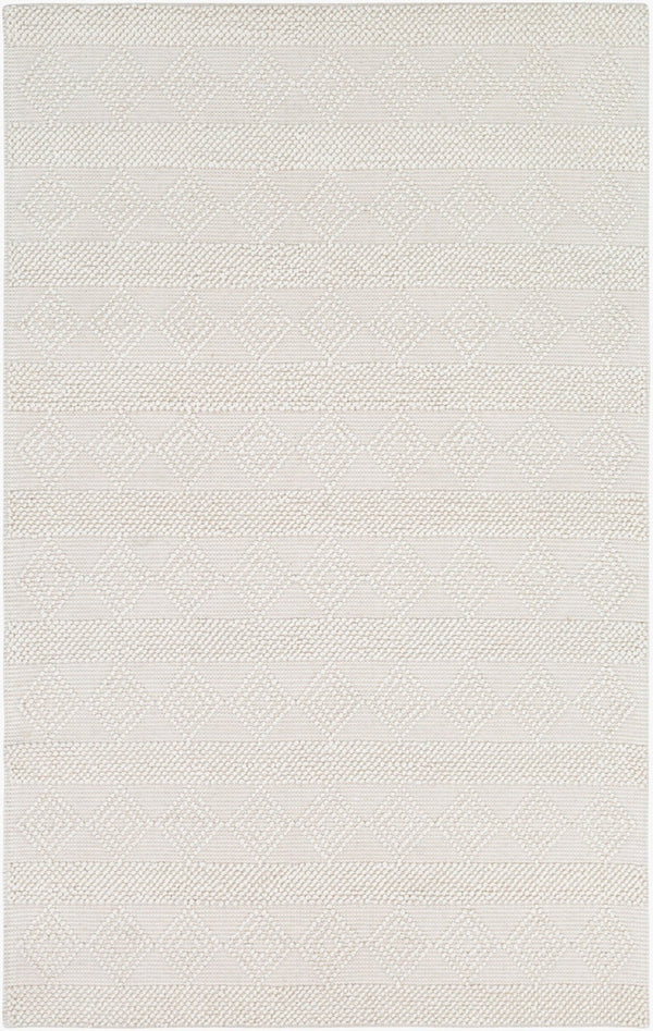 Livabliss Hygge Handwoven Wool Blend Area Rug with High Low Pile for Cottage Bedroom Entryway White 9' x 12' HYG2302-912