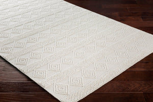 Livabliss Hygge Handwoven Wool Blend Area Rug with High Low Pile for Cottage Bedroom Entryway White 9' x 12' HYG2302-912