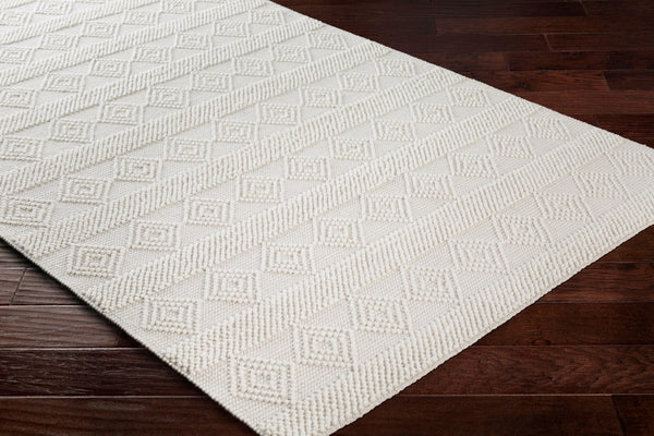 Livabliss Hygge Handwoven Wool Blend Area Rug with High Low Pile for Cottage Bedroom Entryway White 9' x 12' HYG2302-912