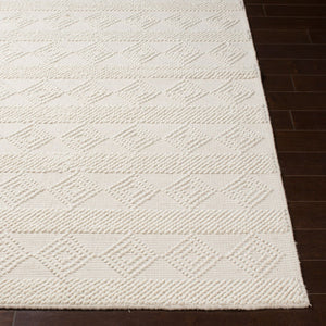 Livabliss Hygge Handwoven Wool Blend Area Rug with High Low Pile for Cottage Bedroom Entryway White 9' x 12' HYG2302-912