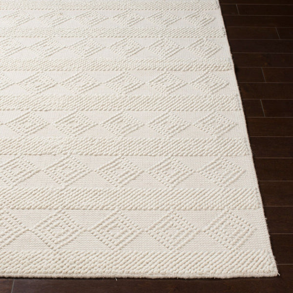 Livabliss Hygge Handwoven Wool Blend Area Rug with High Low Pile for Cottage Bedroom Entryway White 9' x 12' HYG2302-912