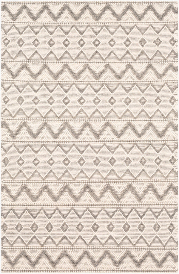 Livabliss Hygge Handwoven Wool Blend Area Rug with High Low Texture for Bohemian Interiors Cream, Gray 3' x 5' HYG2304-35