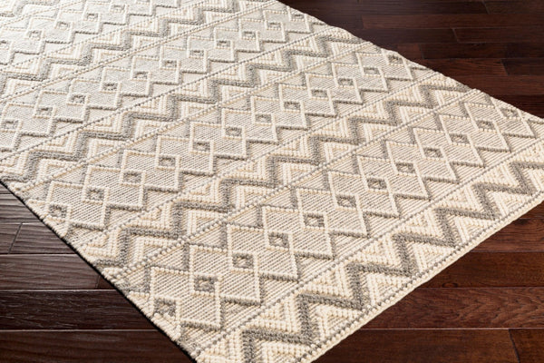 Livabliss Hygge Handwoven Wool Blend Area Rug with High Low Texture for Bohemian Interiors Cream, Gray 3' x 5' HYG2304-35