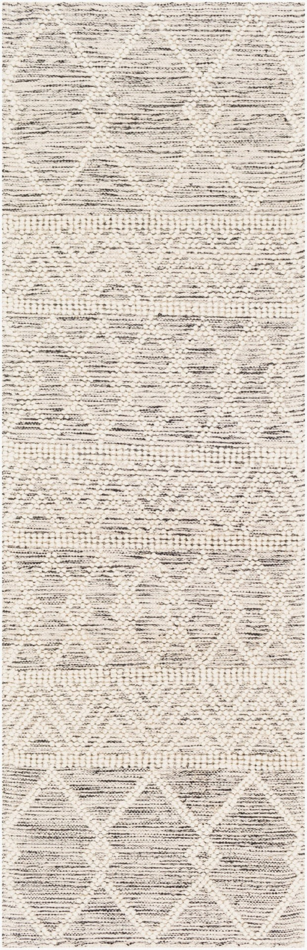 Livabliss Hygge Handwoven Wool Blend Flatweave Area Rug Bohemian Global Style for Large Living Rooms Charcoal, White 2'6" x 8' HYG2305-268