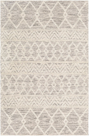Livabliss Hygge Handwoven Wool Blend Flatweave Area Rug Bohemian Global Style for Large Living Rooms Charcoal, White 2' x 3' HYG2305-23