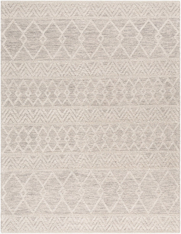 Livabliss Hygge Handwoven Wool Blend Flatweave Area Rug Bohemian Global Style for Large Living Rooms Charcoal, White 8' x 10' HYG2305-810