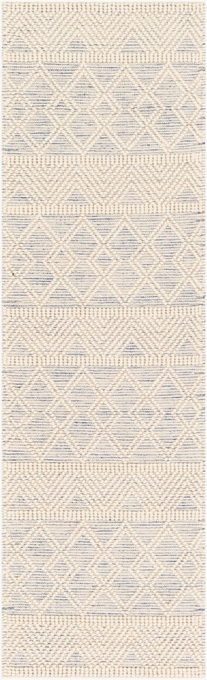 Livabliss Hygge Handwoven Wool Blend Area Rug with High Low Texture for Living and Dining Rooms Blue, White 2'6" x 8' HYG2306-268