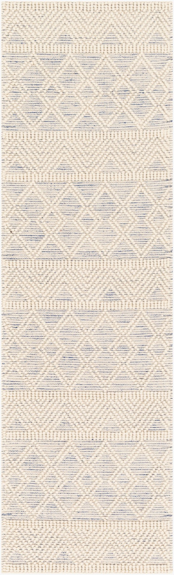 Livabliss Hygge Handwoven Wool Blend Area Rug with High Low Texture for Living and Dining Rooms Blue, White 2'6" x 8' HYG2306-268