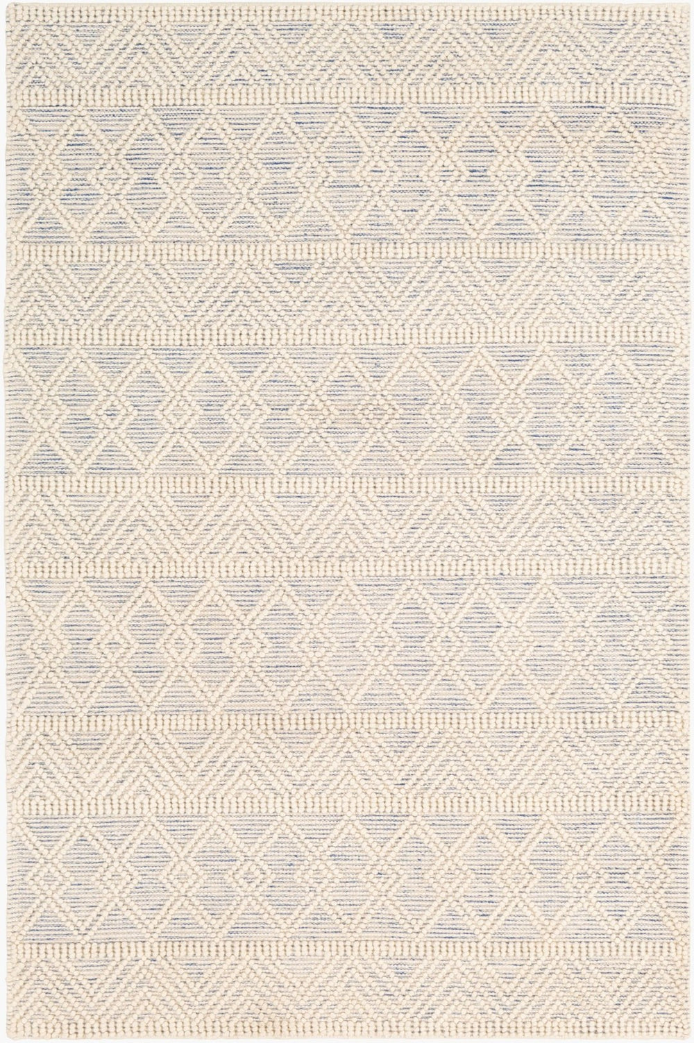 Livabliss Hygge Handwoven Wool Blend Area Rug with High Low Texture for Living and Dining Rooms Blue, White 5' x 7'6" HYG2306-576