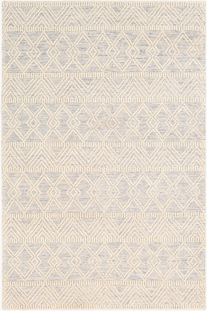 Livabliss Hygge Handwoven Wool Blend Area Rug with High Low Texture for Living and Dining Rooms Blue, White 5' x 7'6" HYG2306-576