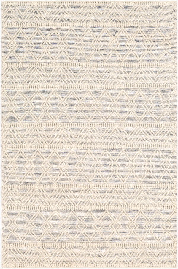 Livabliss Hygge Handwoven Wool Blend Area Rug with High Low Texture for Living and Dining Rooms Blue, White 5' x 7'6" HYG2306-576