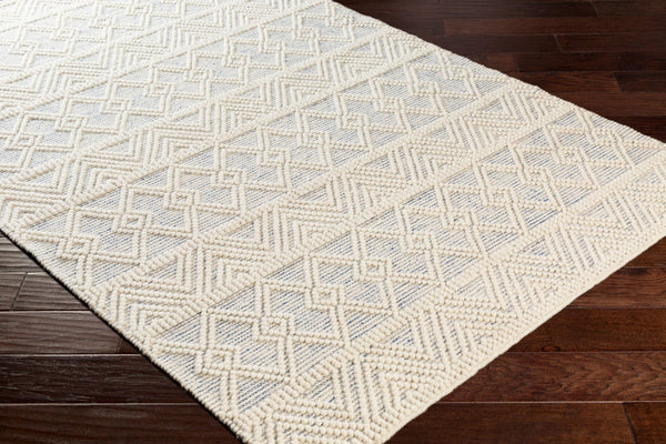 Livabliss Hygge Handwoven Wool Blend Area Rug with High Low Texture for Living and Dining Rooms Blue, White 5' x 7'6" HYG2306-576