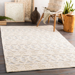 Livabliss Hygge Handwoven Wool Blend Area Rug with High Low Texture for Living and Dining Rooms Blue, White 5' x 7'6" HYG2306-576