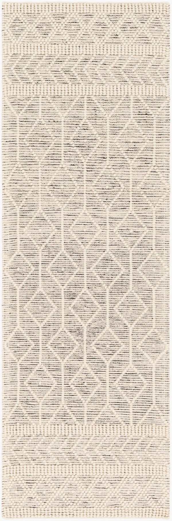Livabliss Hygge Hand-woven Wool Blend Area Rug with High Low Pile for Living or Dining Rooms Black, White 2'6" x 8' HYG2307-268