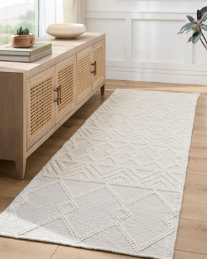 Livabliss Hygge Handwoven Wool Blend Flatweave Runner Rug for Entryways and Hallways Ivory, Pearl 9' x 12' HYG2308-912