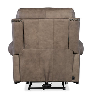 Hooker Furniture Duncan Power Recliner With Zero-Gravity Recline, Power Headrest & Lumbar, Usb Port, Nailhead Trim Light Brown SS635-PHZL1-082