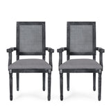 Christopher Knight Home® - Noble House - Maria French Country Wood and Cane Upholstered Dining Chair - Set of 2