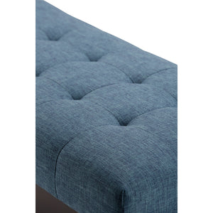 English Elm Draper - Stylish Mid Century Tufted Ottoman Bench In Denim Blue For Versatile Home Decor & Seating B136P158190
