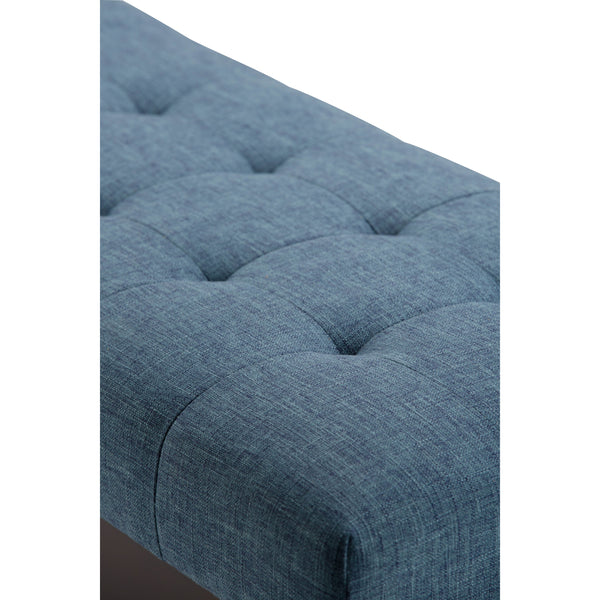 English Elm Draper - Stylish Mid Century Tufted Ottoman Bench In Denim Blue For Versatile Home Decor & Seating B136P158190
