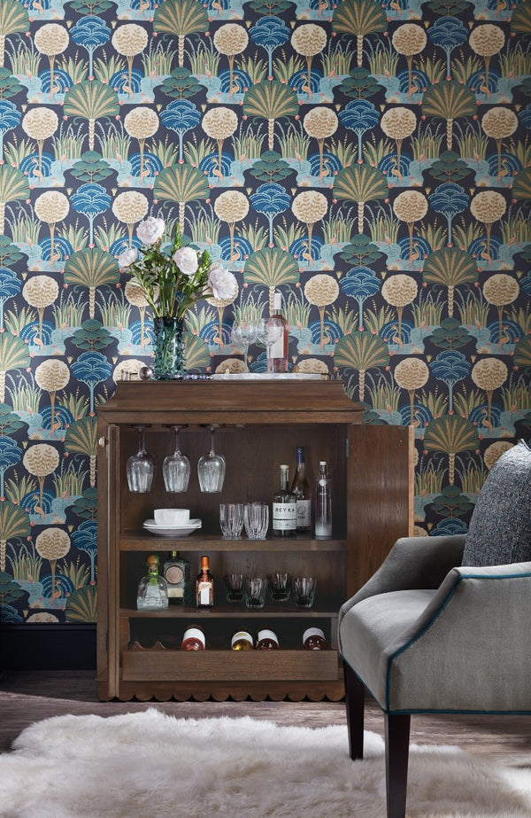 Hooker Furniture Commerce Dukes Bar Cabinet With Dark Elm, Gold Accents, Wine Glass Racks, 8-Bottle Pullout & Hidden Drawer 7228-50725-85