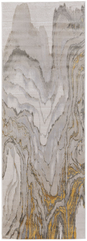 Feizy Rugs Waldor Modern Abstract Rug - Elegant High-low Pile Design For Chic Home Decor, Crafted In Turkey Gold,Ivory,Gray Polypropylene,Polyester 7353602fivy000i71