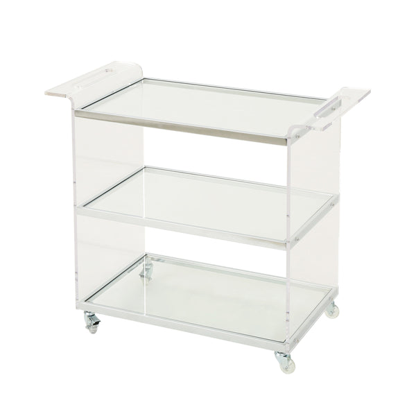 English Elm Bar Cart Acrylic Two Tier Rolling Shelf for Glam Minimalist Entertaining Spaces 62131.00