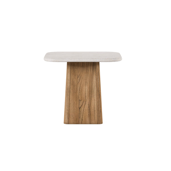 A.R.T. Furniture Portico Accent Table With Honed Travertine Top - Contemporary Sienna Finish For Elegant Spaces Brown, White Parawood Solids,Mindi Veneers,Travertine 323308-3335