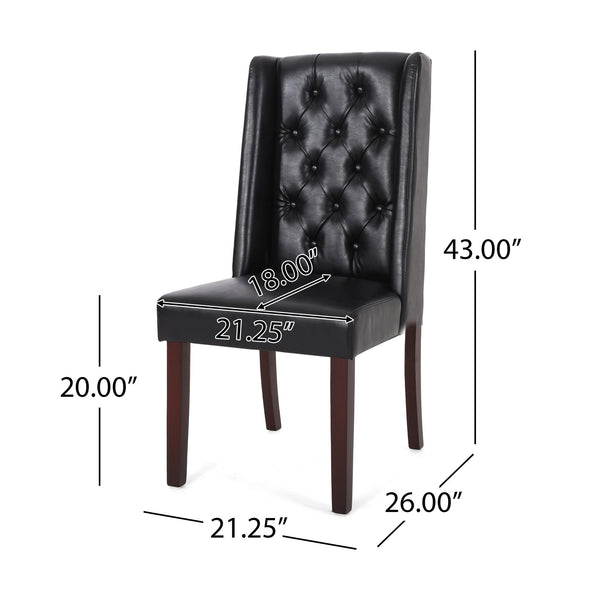 English Elm Dining Chair Set of Two Wingback Button Tufted High Back Birch Leg Upholstered 61539.00PUMDNT