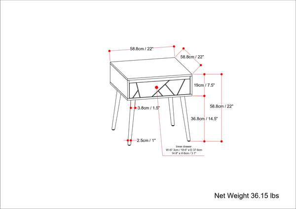 English Elm Jager Side Table – Handcrafted Mid-Century Accent With Natural Wood & Brass Details For Modern Spaces B136P158749