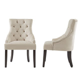 Homelegance By Top-Line Ophilia Velvet Button Tufted Wingback Dining Chairs (Set of 2) Espresso Wood