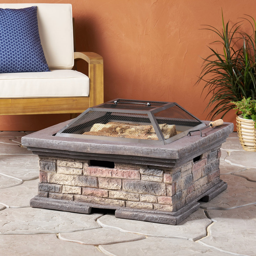 English Elm Mgo Square Wood Burning Fire Pit for Patio Backyard Gatherings Weatherproof Outdoor 72475.00