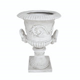 Christopher Knight Home® - Noble House - Adonis Outdoor Traditional Roman Chalice Garden Urn Planter with Lion and Floral Accents, Antique White