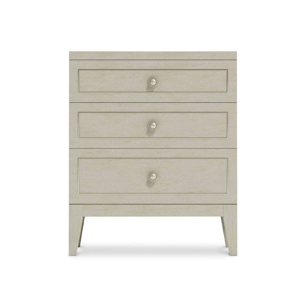 Bernhardt Bernhardt Cornelia Nightstand With 3 Soft-Close Drawers, Brushed Metal Inlays & Integrated Usb Charging Nebbia 24 W" x 19 D" x 29 H" 331228
