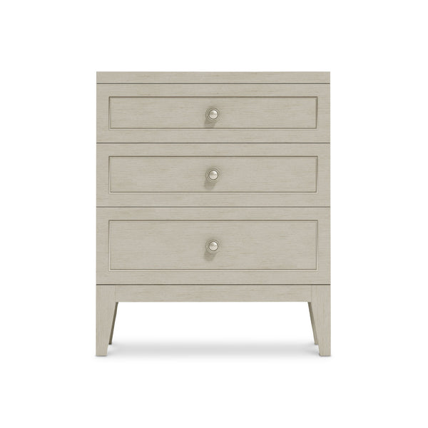 Bernhardt Bernhardt Cornelia Nightstand With 3 Soft-Close Drawers, Brushed Metal Inlays & Integrated Usb Charging Nebbia 24 W" x 19 D" x 29 H" 331228