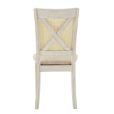 Homelegance By Top-Line Delroy Cane Accent X-Back Dining Chairs (Set of 2) White Rubberwood