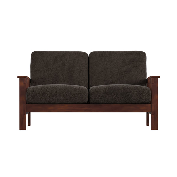 Homelegance By Top-Line Parcell Mission-Style Wood Loveseat Brown Rubberwood