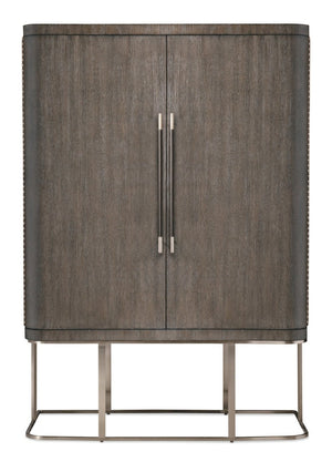 Hooker Furniture Modern Mood Wardrobe With Floating Base, Oak Veneer, Integrated Mirror & Jewelry Organization Elegance Medium Brown 6850-90013-89