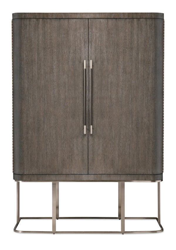 Hooker Furniture Modern Mood Wardrobe With Floating Base, Oak Veneer, Integrated Mirror & Jewelry Organization Elegance Medium Brown 6850-90013-89